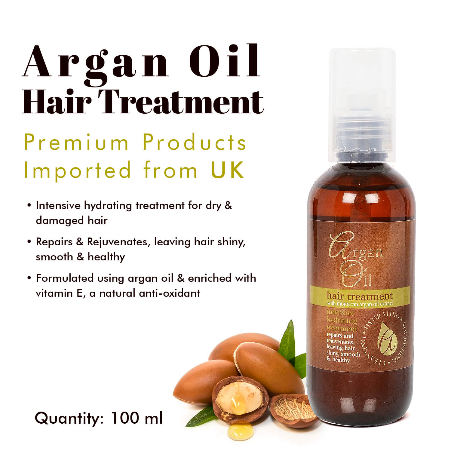 Argan Oil Hair Treatment Hair Oil 100ml with Moroccan Argan Oil and Vit. E,  Hair Fall & Frizz Control – Xpel Marketing (Iveer Impex Pvt. Ltd.)
