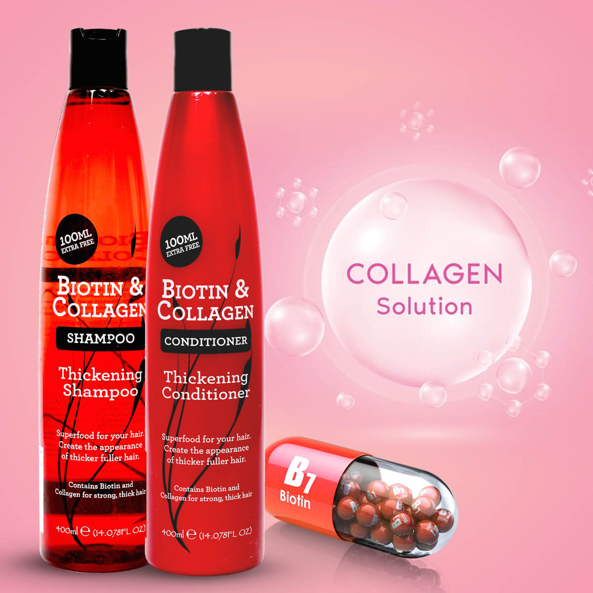 Biotin & Collagen Thickening Shampoo & Conditioner Combo For Strong Thick  Hair, helps combat dryness, breakage and hair loss – For All Hair Types –  Xpel Marketing (Iveer Impex Pvt. Ltd.)