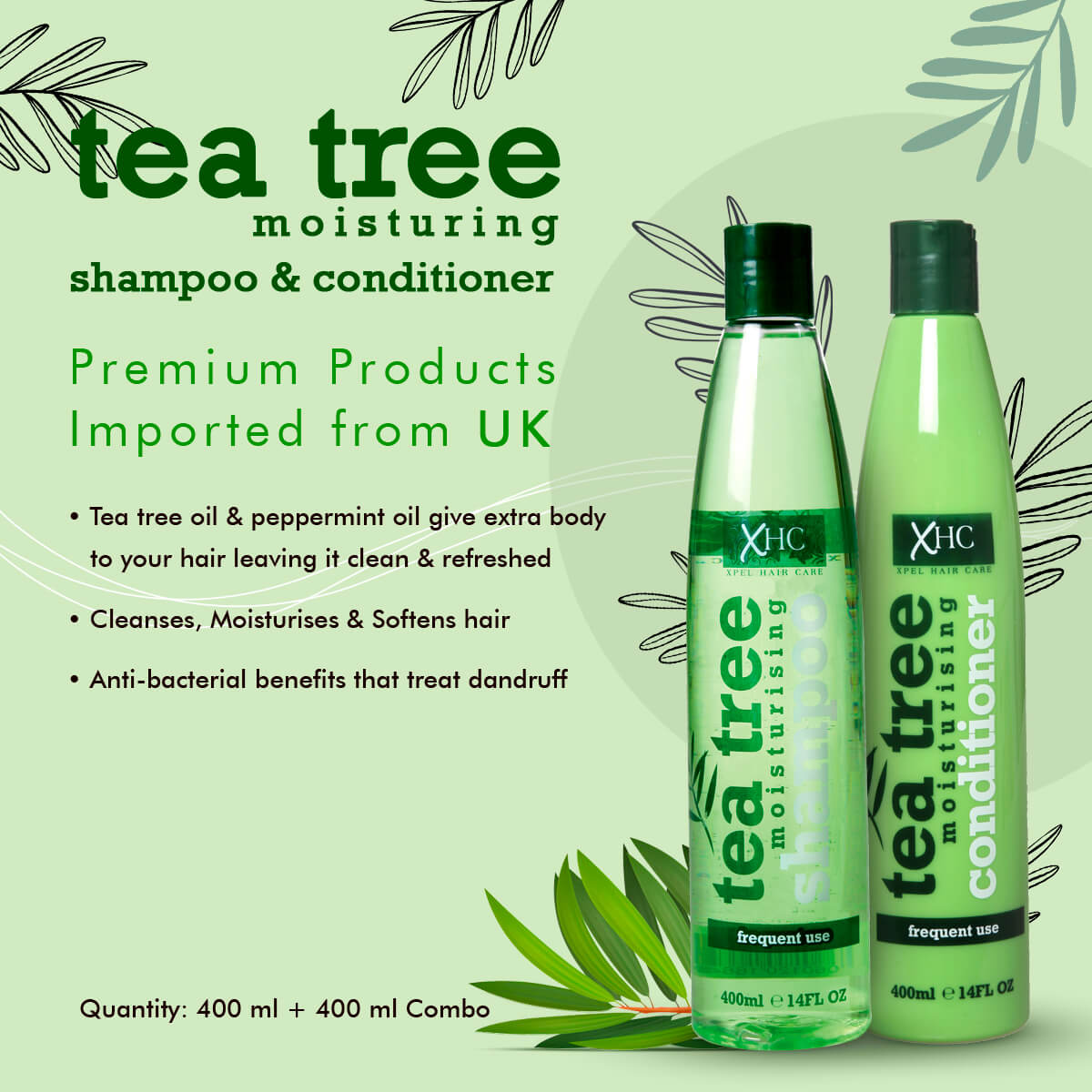 Tea Tree Anti Dandruff Shampoo & Conditioner Combo with Tea Tree & Peppermint  Oil, For Dandruff Free Hair & scalp. - Xpel Marketing (Iveer Impex Pvt.  Ltd.)